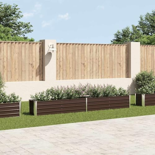 Emmtore Arriate de jardín de Acero galvanizado marrón 320x40x45 cm