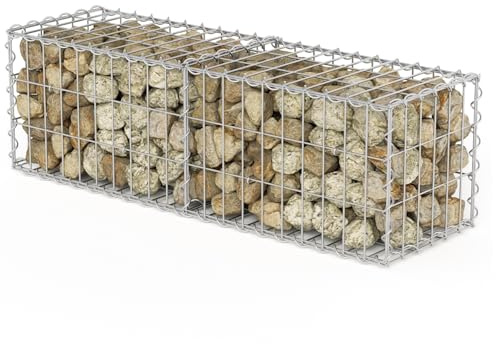Ollewiellan Gabbioni 100 x 30 x 30 cm, cesti per gabbioni in acciaio zincato, spessore filo 4 mm, larghezza maglie 5 x 10 cm, gabbione per recinzione e giardino, adatto per pietre da 6 a 12 cm, 8