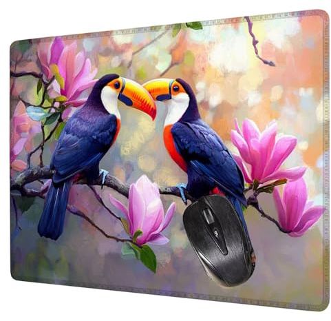 Alfombrilla Ratón Rosa Mouse Pad Loro Alfombrilla Escritorio, 40x30x0.3cm Tapete Rato, con Base de Goma Antideslizante, Mejora la precisión y la Velocidad Pequeña Mousepad Portátil para Gaming H0-633
