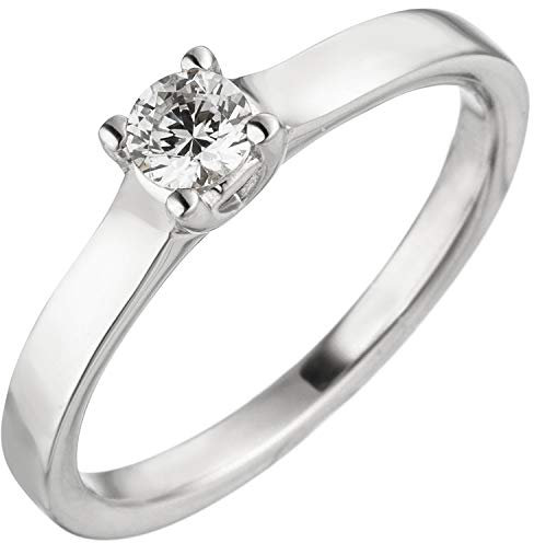 Jobo Damen-Ring aus 14 Karat 585 Weißgold mit Diamant Brillant 0,15 ct. Größe 50