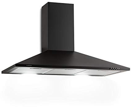Klarstein Zugspitze 90 - Hotte aspirante, Hotte murale, 65W, 310 m³/h, Extraction ou Recyclage, éclairage, noir