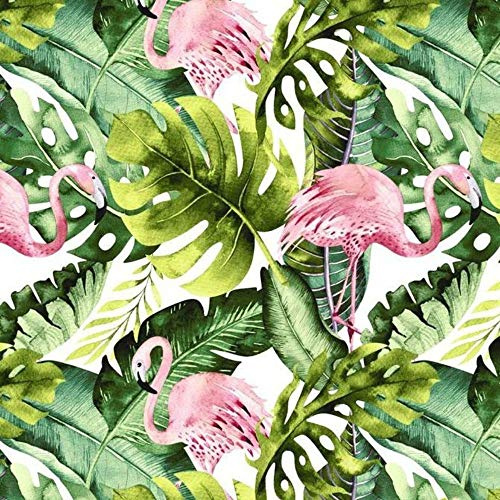 Pingianer 100x160cm Flamingo 100% Baumwolle Baumwollstoff Kinder Meterware Handwerken Nähen Stoff (Flamingo Pink Blaetter, 100x160cm (11,99€/m))