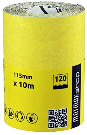 MatMax Pack of KLINGSPOR (Germany) 115mm x 10m Aluminium Oxide Sandpaper Roll + Gift (Grit, 120)