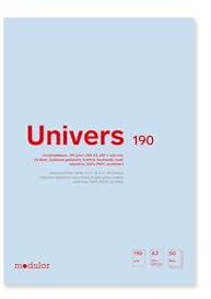 Universalblock U190, 190 g/m², 297 x 420 mm, für DIN A3, 50 Blatt (blanko) | Skizzenblock aus hochweißem Papier mit matter Oberfläche; geeignet für trockene Zeichenmaterialien wie Blei, Kohle und Kreide