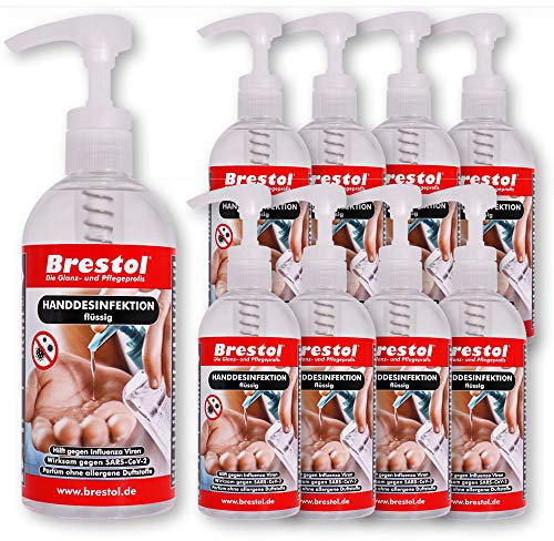 HANDDESINFEKTION Liquid 9x 500 ml Desinfektionsmittel für Hand Haut Oberflächen Hände Desinfektion Händedesinfektion Desinfektionsflüssigkeit Flüssigdesinfektion Oberflächendesinfektion