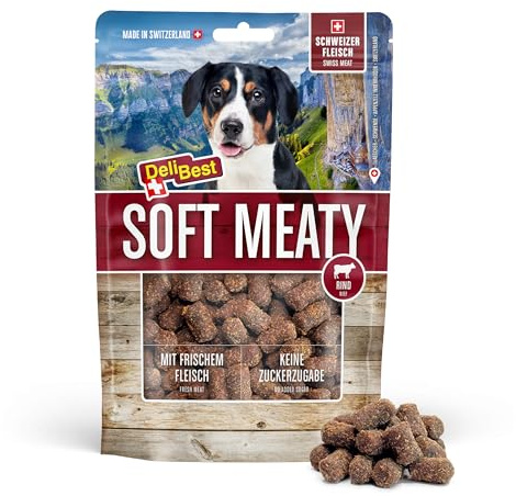 DeliBest Soft Meatys aus Rindfleisch I Hundesnacks getreidefrei I gesunder Hundesnack I Trainings Leckerli I Leckerli Hund I Hunde Snack mit hohem Fleischanteil I 150 g