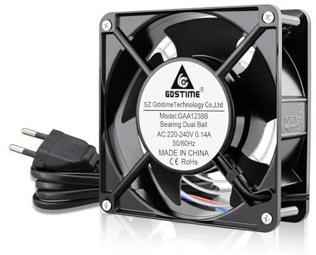 GDSTIME AC 220V 120mm lüfter 120x38 lüfter 230V Axiallüfter Dual Kugellager | lüfter 230V 120mm 220v lüfter 120x120x38 AC Axiallüfter 230V Gehäuselüfter 104CFM großes Luftvolumen robust fan