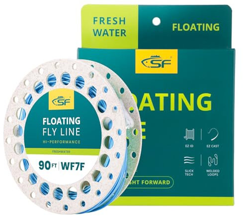 SF Fliegenfischen Schnur Schwimmend mit geschweißten Schlaufengewicht-Vorwärtsfliegenschnüren #Himmelblau 90FT WF7F