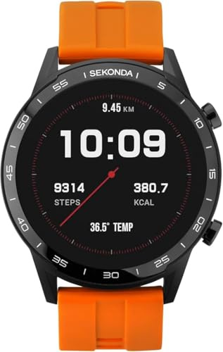 Sekonda Mens 45mm Smart Watch with Heart Rate and Sleep Monitor, Daily Activity, Sports, Music, Weather & Message Functions, with Rubber Strap.