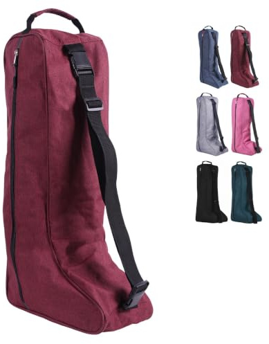 netproshop Stiefeltasche für Reitstiefel ca. 32 x 17 x 62 cm mit Handgriff und Schultergurt, Farbe:Bordeaux