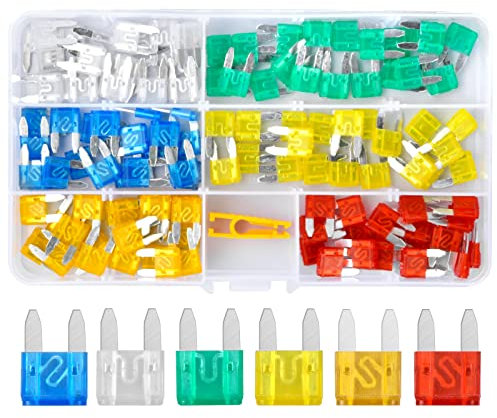 120Pcs Auto Fusibili Fusibile A Lama Standard Mini Fusibili Automotive Fusibili Auto Medio Portafusibile Blade Piatte con Estrattore di Fusibili per Auto Moto SUV Camion Barca 5A/10A/15A/20A/25A/30A