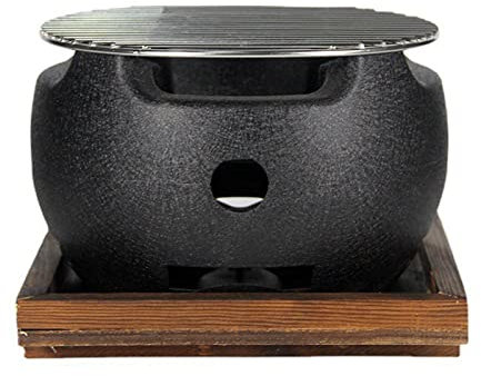MITLOW Griglia per Barbecue da Tavolo Giapponese, Fornello per Barbecue Rotondo Portatile Fornello a Carbone con Griglia in Rete Metallica E Base, per Yakiniku, Takoyaki E Barbecue