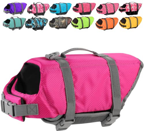 Doglay Hundeschwimmweste, Hundeschwimmweste zum Schwimmen Bootfahren, verstellbare Welpen-Schwimmweste mit reflektierenden Streifen, überlegener Auftrieb, Hundeschwimmweste für kleine, mittelgroße und