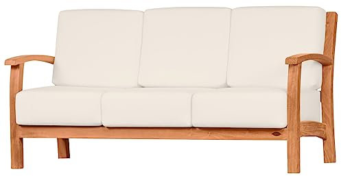 Teak Loungesofa Loungebank 3-Sitzer Massivholz inkl. Sitzkissen premium