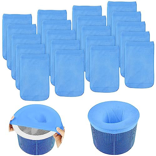 OFFCUP Calzini da Skimmer per Piscina, 20Pcs Skimmer Piscina, Pool Skimmer Socks, Calze da Filtro per Piscina, Filtro Skimmer Piscina per Rimuovere Detriti Foglie Capelli Insetti, Blu