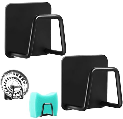 UKOFEW Schwammhalter für Spülbecken, Küche, Schwammhalter, selbstklebend, 304 Edelstahl, Schwammhalter für Küche und Badezimmer, 2 Stück