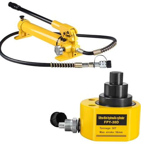 DOOROOM 30T 2.1/54mm Stroke Portable Hydraulic Cylinder Portable Low Profile Jack Sets Multi-Acting Porta Power Ram Jack Kits Lifting Cylinder with CP-700 Hydraulic Hand Pump