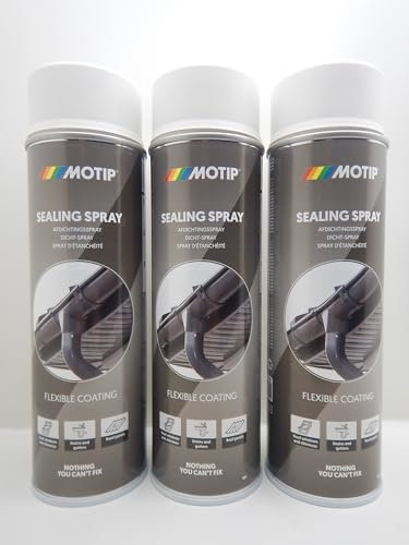 3x Motip 500ml Dichtungsspray Abdichten versiegeln Risse Wasser Leck Dachrinne weiß