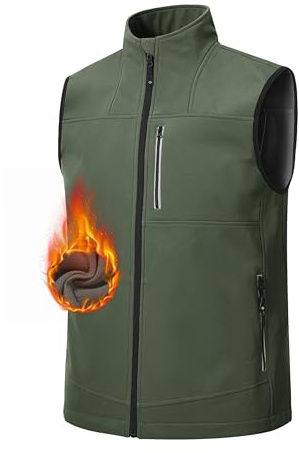 AjezMax Gilet in Pile da Uomo Invernale Termico Senza Maniche - Trekking, Attività All'aperto, Campeggio, Pesca, Lavoro