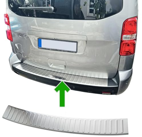 Protection de pare-chocs arrière compatible avec Peugeot Expert III | à partir de 2016 + acier inoxydable mat protection pour bord du coffre de chargement
