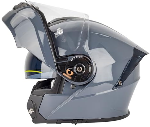 Motorradhelm Klapphelm,Stoßfester Motorrad Integrierter Helm Mit Doppelvisier Outdoor Schutzhelm Für Herren Damen ECE Zertifizierter Flip Vollvisierhelm Rollerhelm Sturzhelm 11,4XL:67-68CM