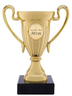 andSmile Pokal mit Gravur Worlds Best Mom - Trophäe im Farbton Gold mit Marmorsockel - Pokale für Mamas - Geschenk für Mama zum Geburtstag, Muttertag, Weihnachten