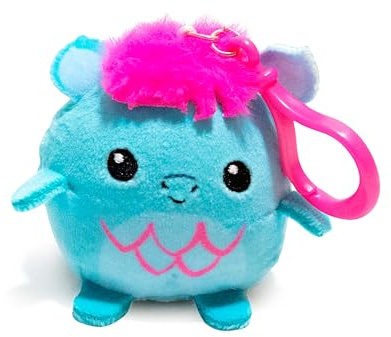 SquishPets Keychain - Kuscheltier Sinty Wave , Plüschtier in einem Schlüsselanhänger 6 cm , cyan