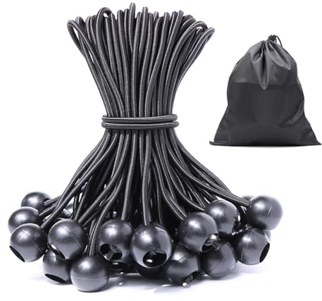 JunGG Spanngummis mit Kugel 25-er Pack 30cm Planenspanner mit Kugel Schwarz | Gummispanner Zeltgummis Expanderschlingen Gummischlaufen für Planen Zelt Banner
