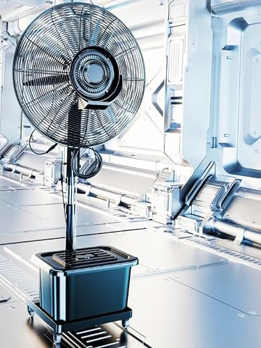 WTTTTW Ventilador de Pedestal, Ventilador de pie Industrial de 3 velocidades, Ventilador de nebulización con Tanque de Agua y Ruedas, Ventilador de Piso de Altura Ajustable