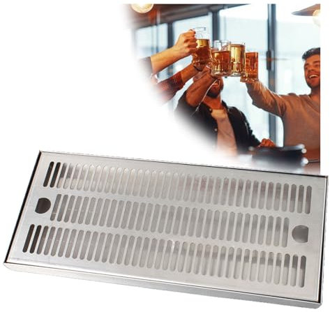 NJDQFA Beer Drip Trays without Drain,Metal Drip Tray with Removable Drain Plate,Stainless Steel Drip Tray for Kegerator,40cm
