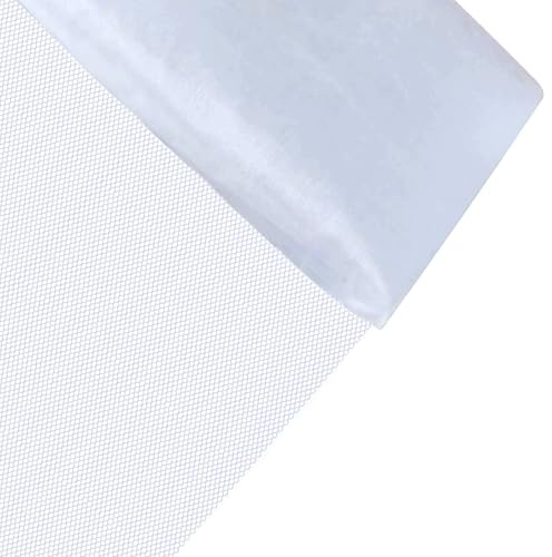 48 cm x 10 m Organza Stoff, Tüllstoff Rolle, Dekostoff, Tüllband, für Arbor Hochzeit Vorhang Hochzeitsbogen Freihanddeko Torbogen Zeremonie Party Dekor Kleid Tüllrock Schleier, Weiß