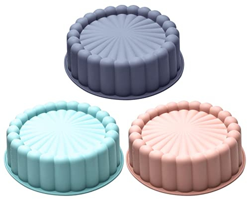 Generico Stampo per Torta Tondo in Silicone 19.5cm, Stampo per Torta Rotondo A Forma di Girasole, Tortiera Stampo Charlotte Rotondo Antiaderente per Cottura del Pane Sformato di Brownie