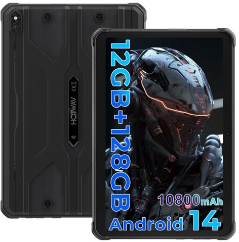 HOTWAV R8 Tablet Outdoor Android 14, 10,1 Zoll Baustellen Tablet 5G WiFi | 12GB+128GB/1TB TF, HD+ 800*RGB*1200 Display, Octa-Core, 10800mAh, IP68/IP69K Wasserdicht, 4G LTE Dual SIM/Face ID/GPS/OTG