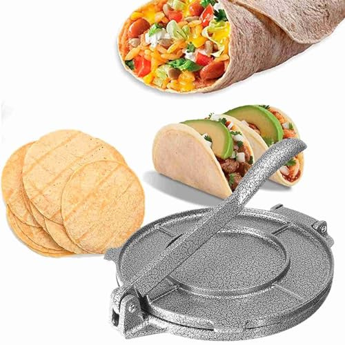 Máquina para Prensar Tortillas de 6,5 Pulgadas, Herramientas para Prensar Masa de Tortillas de Maíz de Aleación de Aluminio, Fácil de Desmoldar, Herramienta para Hornear