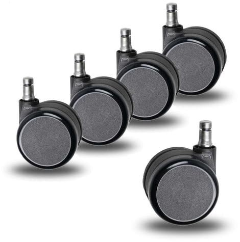 Dauphin 5er Rollenset, Ersatzrollen Stuhlrollen Rollen für Drehstuhl Bürostuhl, geeignet für Weichböden wie Kork, Teppich, Filz, oder Linoleum, Stiftdurchmesser von 11mm