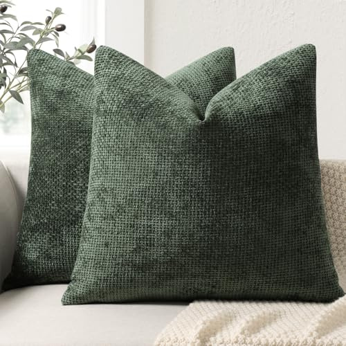 ZWJD Kuddfodral 40 x 40 set om 2 Chenille kuddfodral, soffkuddfodral, dekorativa kuddar, mjuka soffkuddfodral för soffa, säng och vardagsrum, heminredning, lyxiga dekorativa kuddfodral