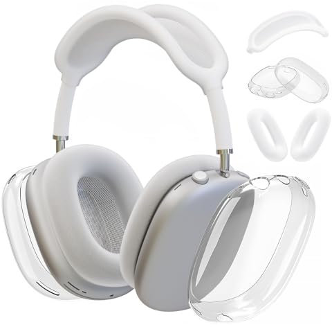 Molosleeve Silikon-Schutzhülle für AirPods Max (2024/2020), transparente weiche TPU-Ohrmuschel-Abdeckung, Ohrpolster, Kopfbandabdeckung für AirPods Max (USB-C), transparentes Zubehör für Apple AirPods