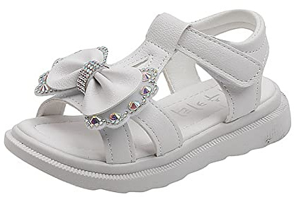 Girls Kids Foam Wide Sandals Bow Sequins Summer Slip On Shoes Casual Trendy Shower Baby Toddler First Walking Sandals Anime Shoes For Girls Size 6 Boy Sandles 18 Months(White, 29 Little Child)