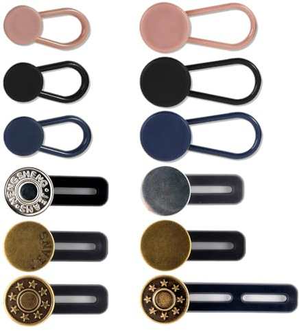 12 Piezas de Extensor de Botón para Pantalones - Extensores de Cintura Flexibles - Expansión Instantánea de la Cintura para Hombres y Mujeres - No Requiere Costura - de Mobi Lock