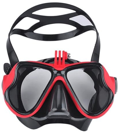 DTYBJN Schnorchelmaske Unterwassermaske Kamera Tauchmaske Schwimmbrille Schnorchel Tauchkamerahalter Vollgesichtsmaske(Red)