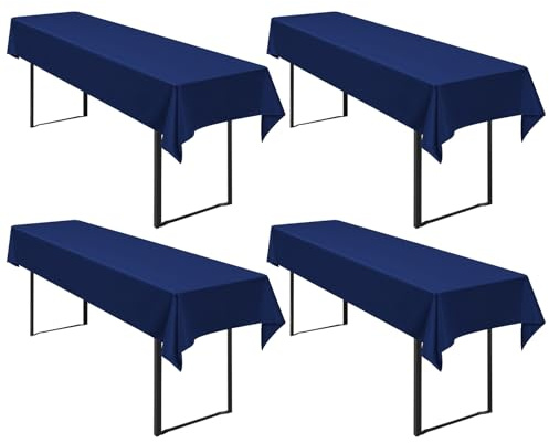 Pesonlook 4Stück Biertisch Tischdecke Marineblau für Biertisch, 250 x 100cm | Biertisch Cover Universell für 50 cm und 70 cm Biertisch, Waschbar Polyester Rechteckige Tischdecke für Partys im Freien