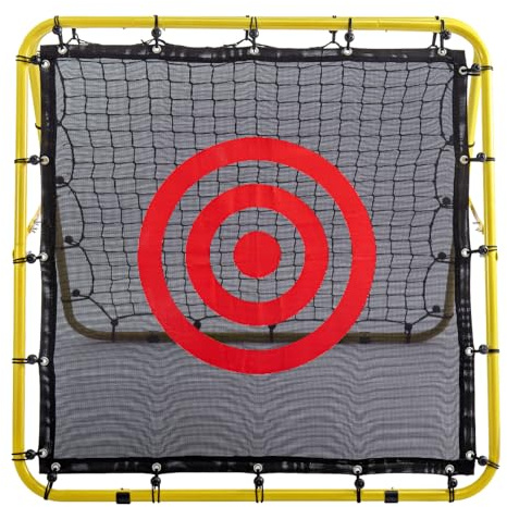 Football Nets Football Rebounder Net 100x100cm – Double-Sided Adjustable Kickback Target Rebound Net for Training – Foldable Portable Rebounder Football Equipment for Kids & Adults