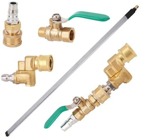 Kit de 4 Lances Nettoyage pour Radiateur Voiture, Lance Nettoyeur Haute Pression de 98cm Avec Vanne Commutation Raccord Pivotant Raccord Rapide un Nettoyage Efficace du Radiateur des Gouttières