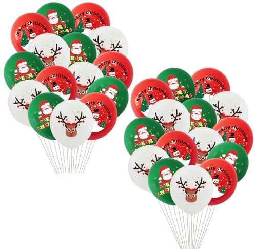 30PCS Weihnachtsballon Kombination LUYIEDHA Christmas Party Balloons Christmas Pattern Balloons Weihnachten Party Dekoration Weihnachten Ballon Dekoration Kit Latex Ballons (Mehrfarbig A)