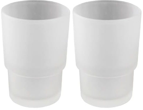 Ngbbby Vasos para enjuague bucal, 2 unidades, vasos de vidrio esmerilado de 220 ml, vaso de baño multiusos minimalista para lavado bucal, almacenamiento de cepillos de dientes y pasta de dientes
