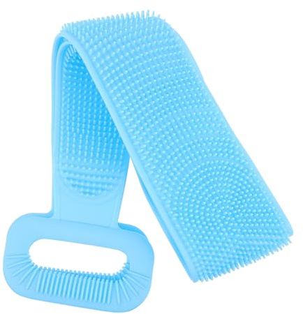 Silikon Peelinggürtel für Rücken und Körper, Langes Badezubehör | Blau, für Badezimmer und Zuhause, Stark Reibende Oberfläche, Tiefenreinigend, 1 Stück