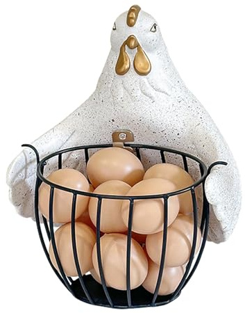 Egg Collecting Basket, Holder Storage Basket For Kitchen Black Wire Chicken Eggs Baskets Chicken Shape Eggs Storage Container For Kitchen Countertop Home Organization