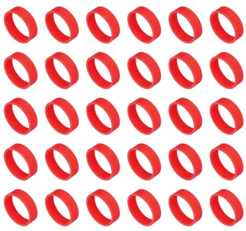 QUARKZMAN 30Pcs Bandes En Caoutchouc De Silicone, 20mm/0.8Pouce Anneaux En Caoutchouc Atsalissures Cables Bandes Elastiques Resistantes Anti-Derapantes Pour Enveloppement Cordon, Rouge