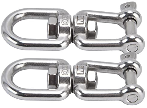Cryfokt Ganchos de Grillete de Cadena Desmontables, 2 uds., 8mm, Anillo Giratorio de 360°, para Hamaca, Columpio, Yoga y Más