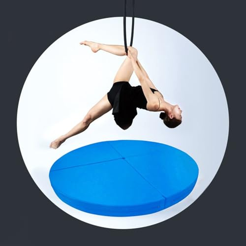 Sicherheitsmatte für Lyra-Hoop-Reifen aus Metall, verdickte Sicherheitsmatte für Aerial Yoga/Pole Dance, faltbare Fitnessmatte für Erwachsene und Kinder (Schwarz, 150 cm x 5 cm (59 x 2)) (Blau,